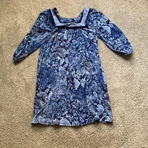 New Women’s Michael Kors Blue Patterned Dress With Mid Sleeves Size Medium